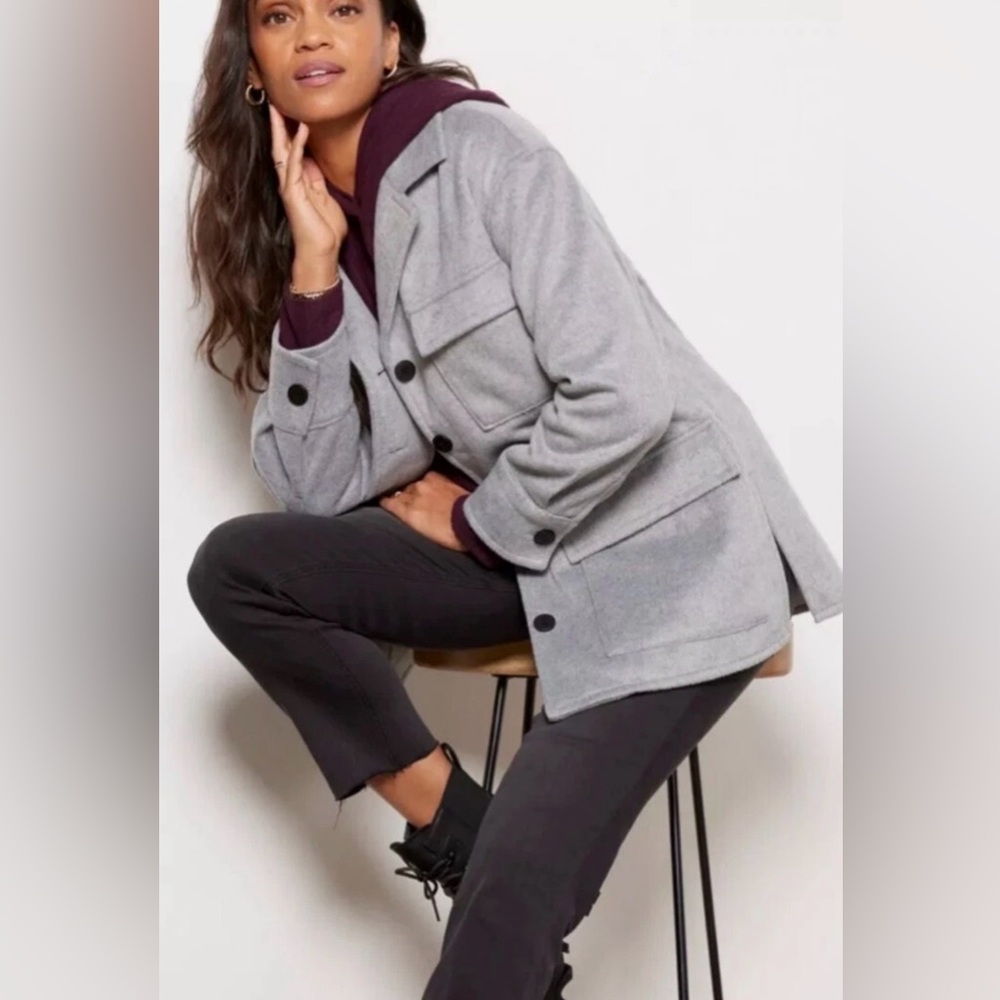 Sanctuary Evereve Womens Jacket Small Gray Fisher Car Coat Shacket NWT